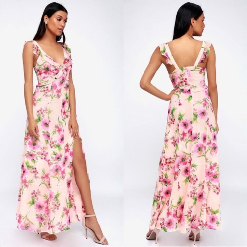 Lulu’s Feeling Fleur-ty Floral Print Maxi Dress
